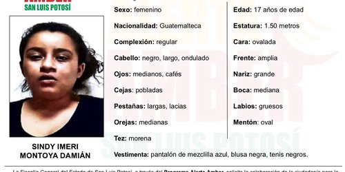 Buscan a adolescente Guatemalteca extraviada en la capital potosina