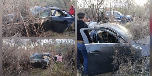 Tres mujeres heridas en volcadura en carretera libre a Cerritos.