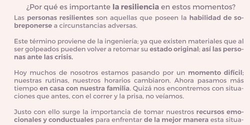 Resiliencia, fundamental para el bienestar de las personas ante  El confinamiento