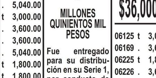Caé premio millonario de la Lotería Nacional en Ciudad Valles.