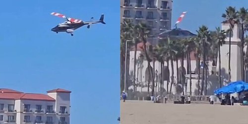 Helicóptero cae en playa del sur de California; 5 heridos