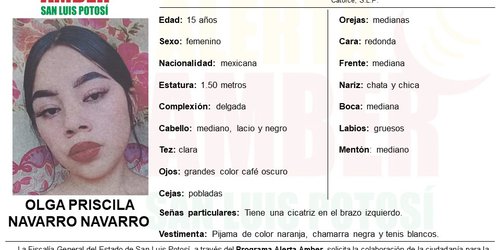 Fiscalía activa alerta Ámber para localizar a una adolescente