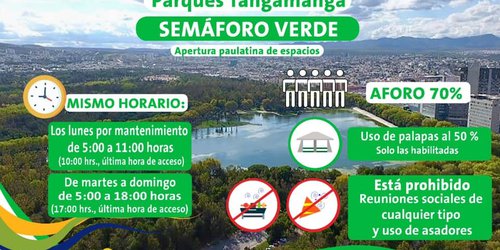 Por semáforo verde, aforo del 70% en parques estatales