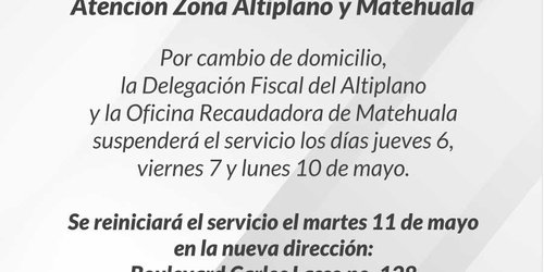 Cambia de domicilio la delegación fiscal del Altiplano y oficina recaudadora de Matehuala