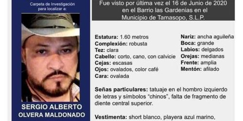 Lanzan llamado para localizar al rioverdense Sergio Alberto Olvera