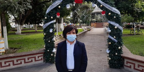Comienzan colocación de decoración navideña en plaza principal de Ciudad Fernández