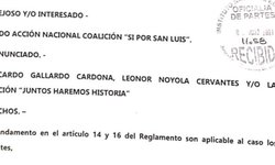 Coalición "Sí por San Luis Potosí" denuncia a Ricardo Gallardo por entrega de la tarjeta "La Cumplidora"