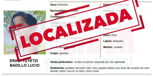 Localizada a menor que mantenía alerta Amber en Matehuala