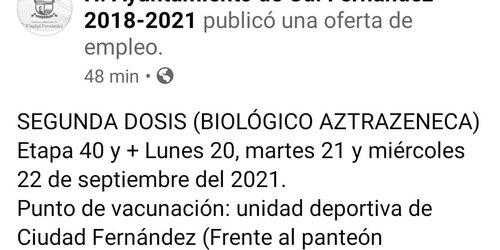 Anuncian vacunación de 40 y + en Ciudad Fernández con Astra Zeneca