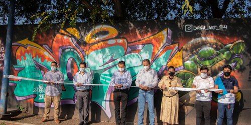 Inauguran mural Conexión Grafiti en campo Ferrocarrilero