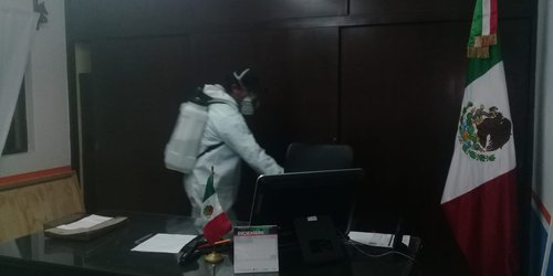 Sanitizan oficinas de Seguridad, Museo Colibrí y SRE Rioverde