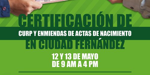 Habrá campaña de enmiendas y certificación de CURP en CDFDZ el 12 y 13 de mayo