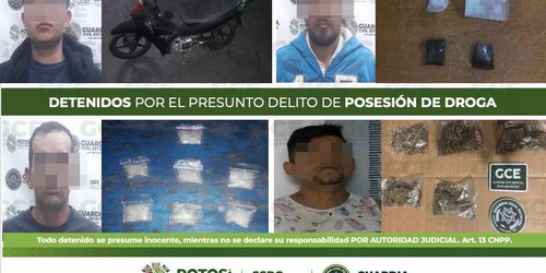 Por supuesta posesión de droga, 4 personas fueron detenidas por la Guardia Civil Estatal