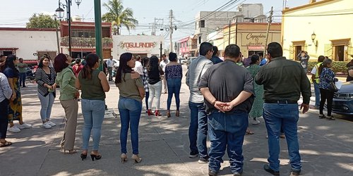 Simulacro de incendio en la Presidencia Municipal de Ciudad Fernández