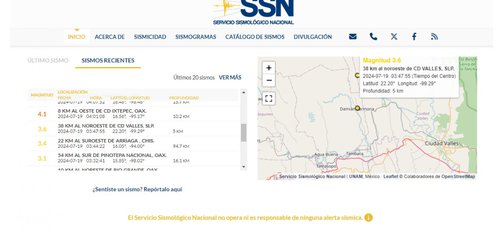 Sin reporte de daños, por sismos registrados esta madrugada en límites de Ciudad Valles: PCM