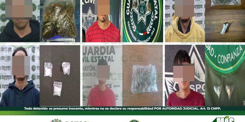 Guardia Civil Estatal asegura a 22 personas, por probable posesión de estupefacientes