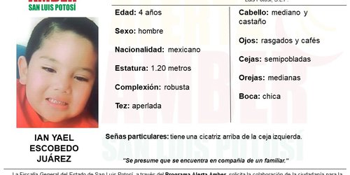 Activan alerta Amber para localizar a Ian Yael