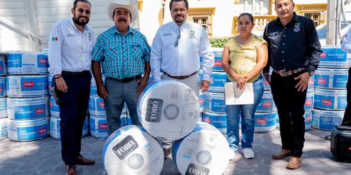 Más de 120 productores de Ciudad Fernández reciben apoyo con cintilla agrícola para riego