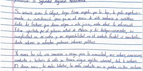 Esta es la carta de Genaro García Luna donde pide clemencia al juez