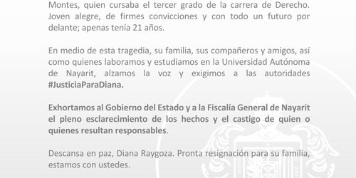 Diana Raygoza, alumna de la Universidad Autónoma de Nayarit, fue herida 39 veces antes de morir: Fiscalía