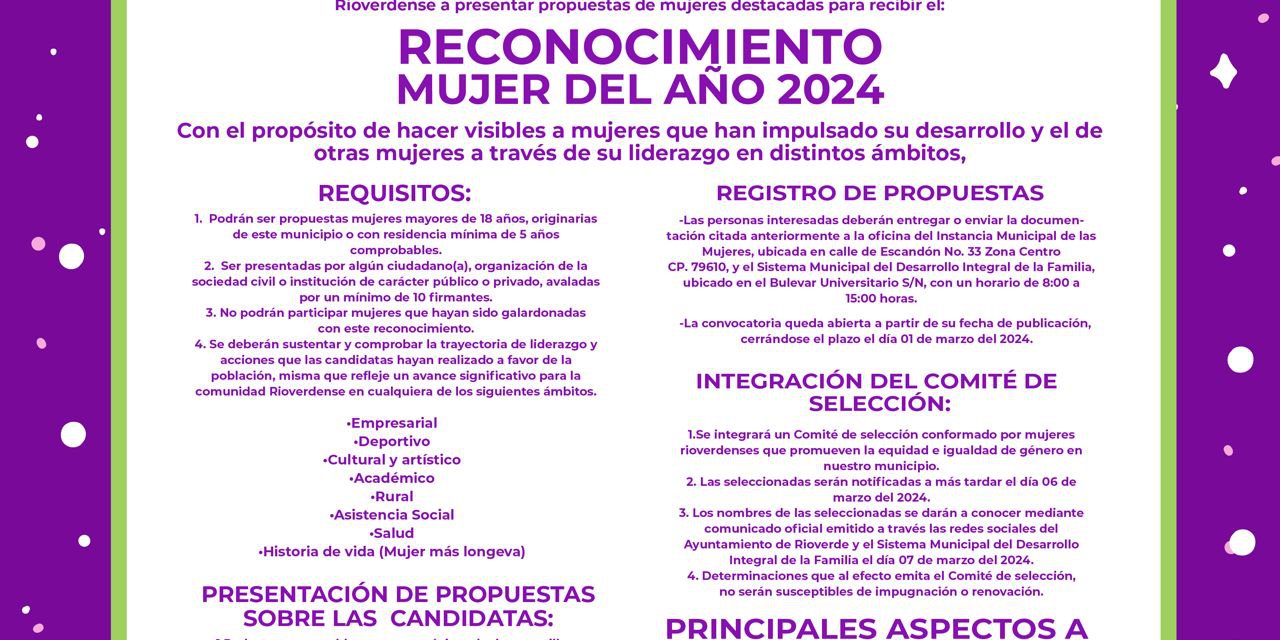 DIF Rioverde presenta la convocatoria para elegir a la Mujer del año