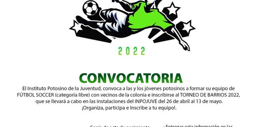 Promueve inpojuve "Torneo de barrios 2022"