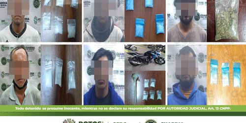 Detiene Guardia Civil Estatal a 18 presuntos en posesión de estupefacientes