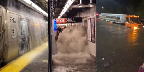 Videos muestran cascadas que inundan Metro de Nueva York tras el paso de 'Ida'