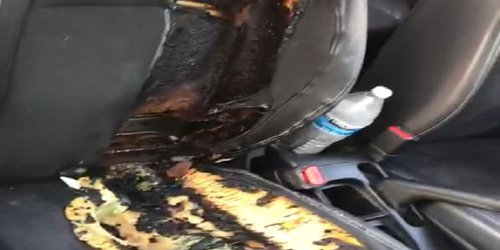 Explota lata de desinfectante en el interior de un automóvil en Cerritos