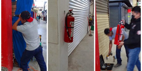 Fueron instalados 10 extintores en el mercado Cristóbal Colon de Rioverde