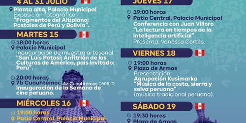 Arranca esta semana San Luis Capital Americana de la Cultura con Perú país invitado