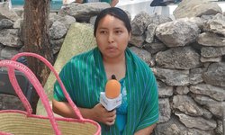 Creatividad en palma: Hermelinda innova con diseños de nopales y pitayas en petates tradicionales