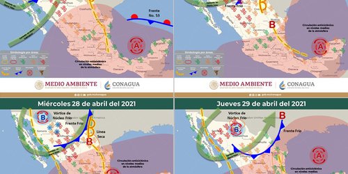 Se prevén lluvias e intervalos de chubascos con descargas eléctricas y posibles granizadas en regiones de SLP