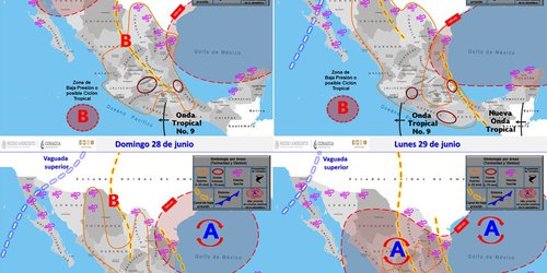 Ondas tropicales generarán lluvias fuertes en SLP durante el fin de semana