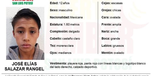 Se perdió menor de 12 años en colonia Las Águilas de SLP