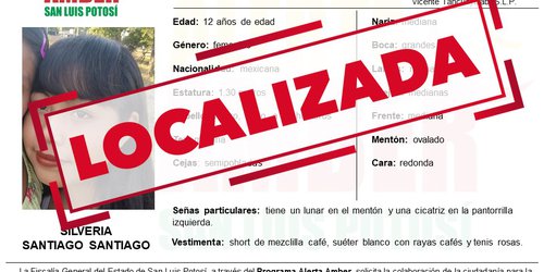 Localizan a niña de 12 años perdida en San Vicente