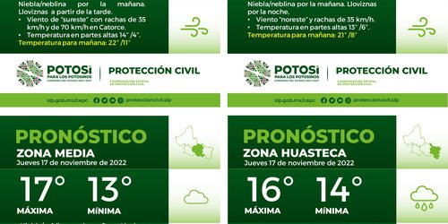Zona Huasteca con llovizna por frente frío nueve