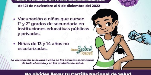 Inicia vacuna contra el VPH para niñas de 13 a 14 años
