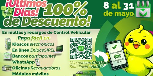 Últimos días del 100 por ciento de descuento en multas y recargos del control vehicular