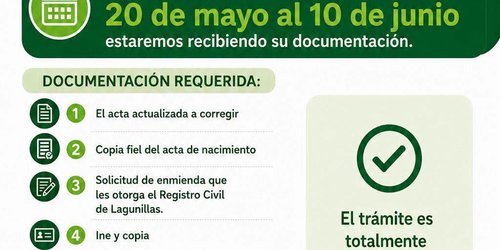Invita Gobierno de Lagunillas a aprovechar campaña de enmiendas de actas y certificaciones de CURP