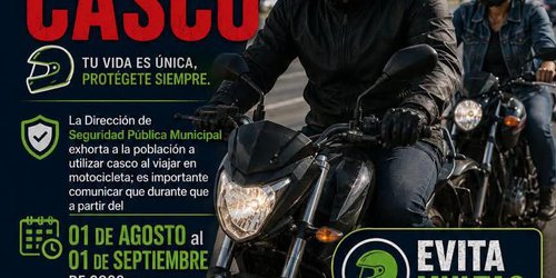 Seguridad Pública de Lagunillas exhorta a motociclistas a utilizar correctamente el casco