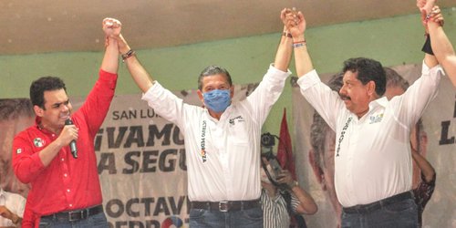 El PRI y Antorcha Popular llaman a votar por Octavio Pedroza durante su visita en Villa Hidalgo