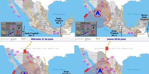 La Onda Tropical No. 4 y dos canales de baja presión originarán lluvias durante la semana en regiones de San Luis Potosí